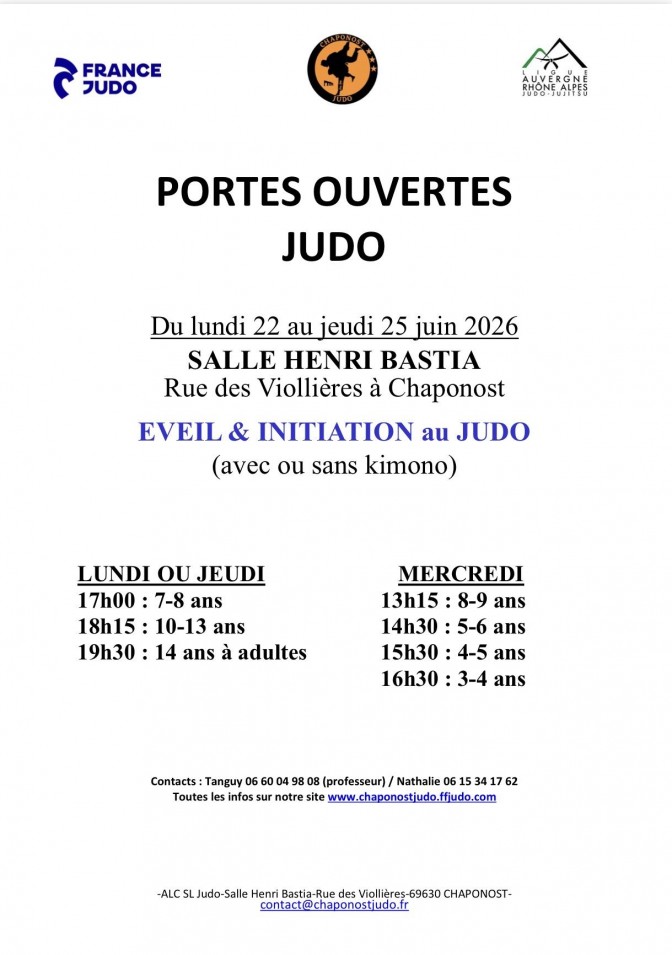 Image de l'actu 'PORTES OUVERTES JUDO DU 22 AU 25 JUIN 2026'