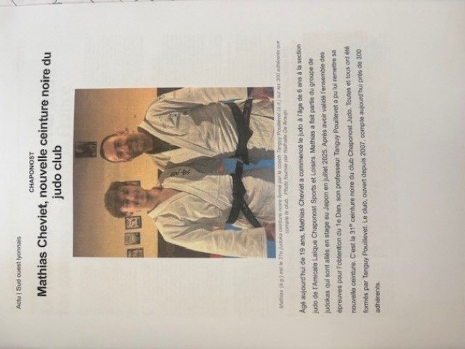 Image de l'actu 'ARTICLE DU PROGRES DU 17/04/26 : MATHIAS CHEVIET NOUVELLE CEINTURE NOIRE'