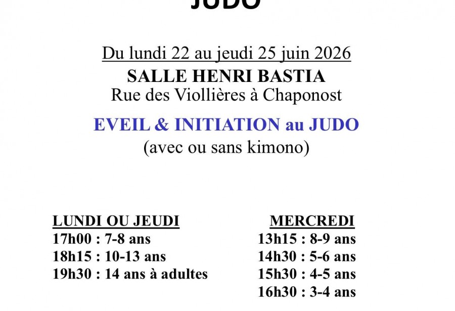 PORTES OUVERTES JUDO DU 22 AU 25 JUIN 2026